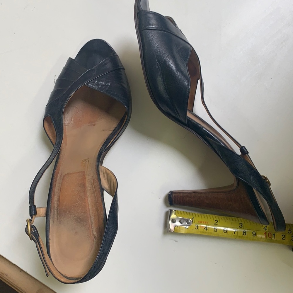 Black leather sling back pumps sz 10